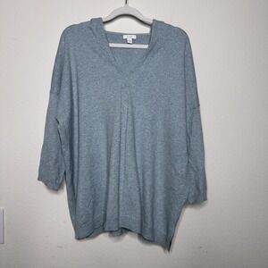 J JILL Pure Jill Pullover Sweater Hooded 3/4 Sleeves Womens Size XL Coastal Boho